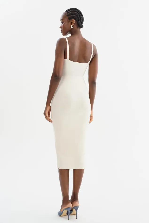 Women LIDIA Midi Knit Dress Off White LAMARQUE Dresses Women LIDIA Midi Knit Dress Off White LAMARQUE Dresses