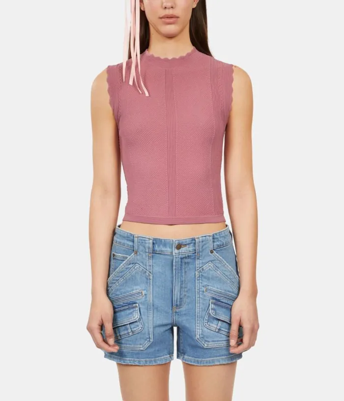 Women Lilac Openwork Knit Top THE KOOPLES Blouses and Shirts