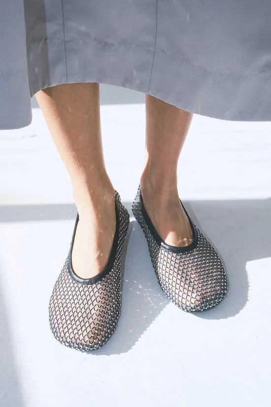 Women Lisa Says Gah Lorain Mesh Glow Black Leather Ballet Flats Black Shoes Women Lisa Says Gah Lorain Mesh Glow Black Leather Ballet Flats Black Shoes