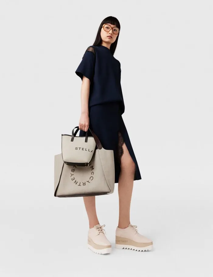 Women Logo Canvas Crossbody Tote Bag Ecru Cream Stella McCartney TopHandle Bags Women Logo Canvas Crossbody Tote Bag Ecru Cream Stella McCartney TopHandle Bags