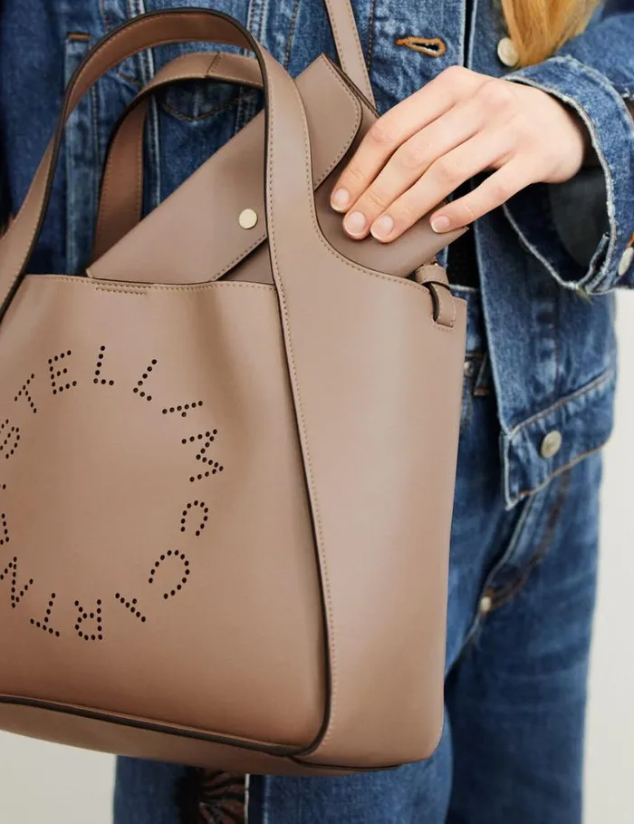 Women Logo Crossbody Tote Bag Moss Stella McCartney Tote Bags Women Logo Crossbody Tote Bag Moss Stella McCartney Tote Bags