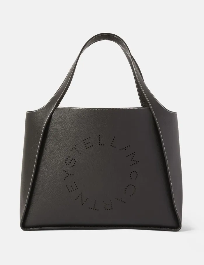 Women Logo Grainy Alter Mat Tote Bag Black Stella McCartney TopHandle Bags