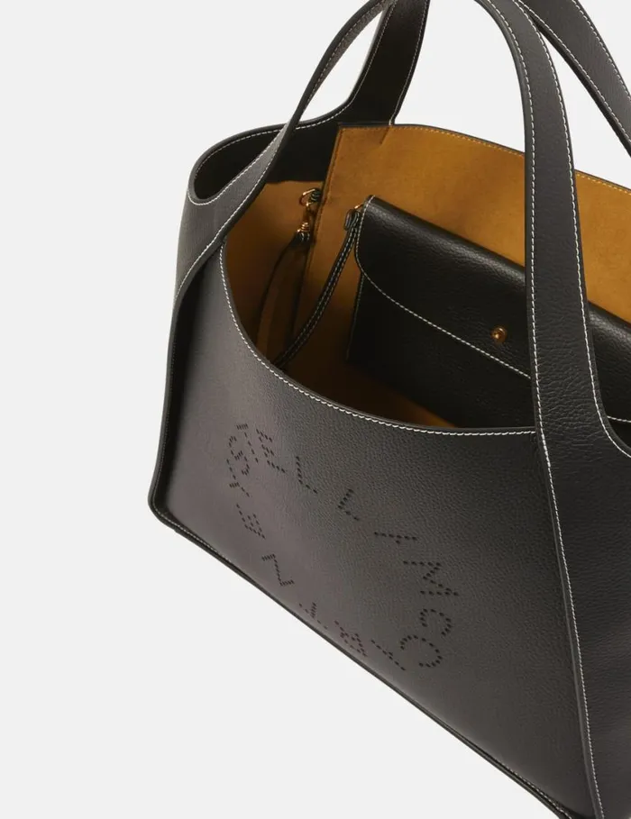 Women Logo Grainy Alter Mat Tote Bag Black Stella McCartney TopHandle Bags Women Logo Grainy Alter Mat Tote Bag Black Stella McCartney TopHandle Bags