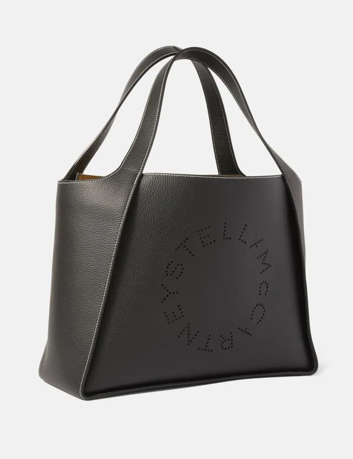 Women Logo Grainy Alter Mat Tote Bag Black Stella McCartney TopHandle Bags Women Logo Grainy Alter Mat Tote Bag Black Stella McCartney TopHandle Bags