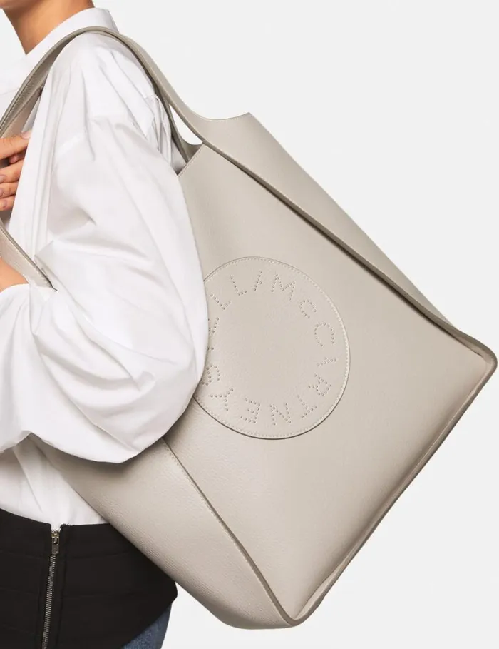 Women Logo Tote Bag Fog Grey Stella McCartney Logo Bag Women Logo Tote Bag Fog Grey Stella McCartney Logo Bag
