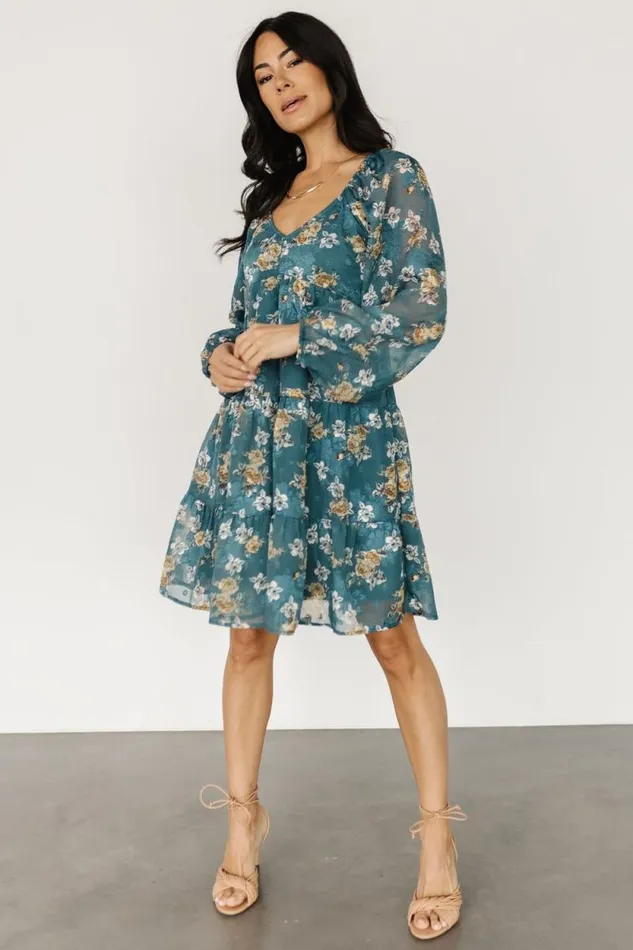 Women Lombard Tiered Dress Blue Gold Baltic Born Bump Friendly Women Lombard Tiered Dress Blue Gold Baltic Born Bump Friendly