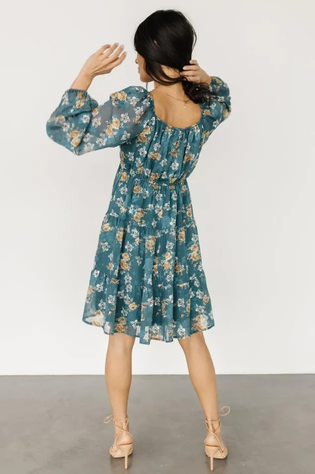 Women Lombard Tiered Dress Blue Gold Baltic Born Bump Friendly Women Lombard Tiered Dress Blue Gold Baltic Born Bump Friendly
