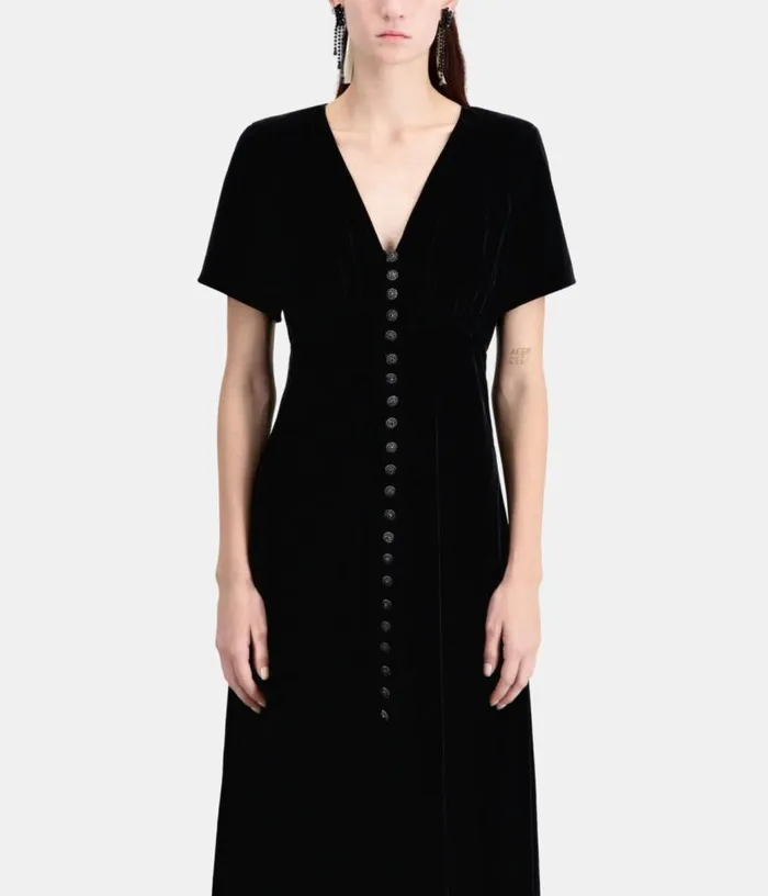 Women Long Black Velvet Dress THE KOOPLES Dresses and Jumpsuits
