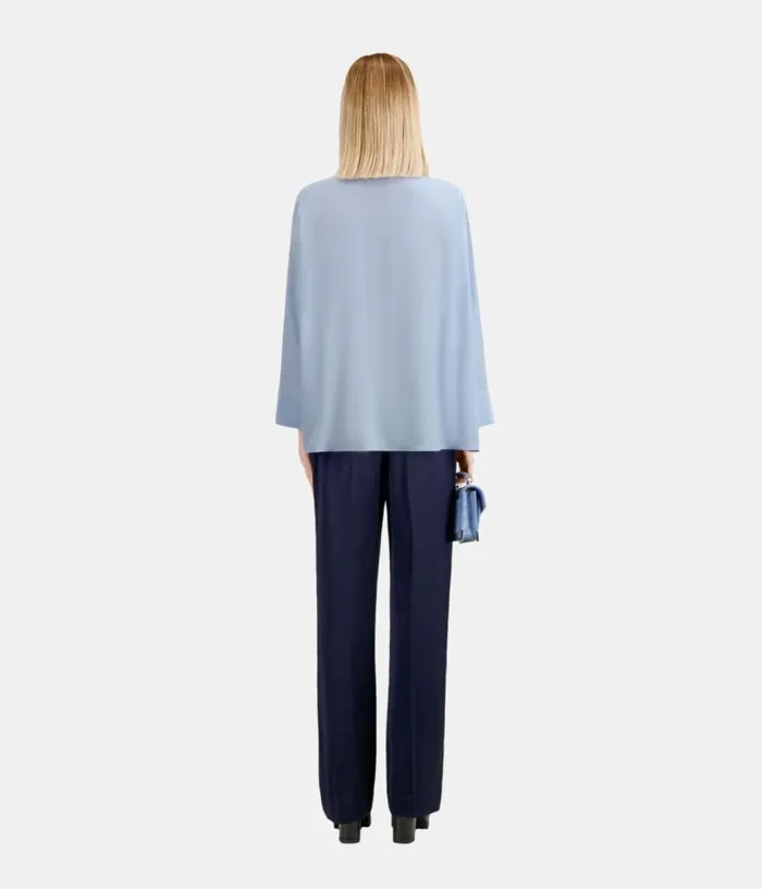 Women Loose Blue Shirt In Washed Silk THE KOOPLES Blouses and Shirts