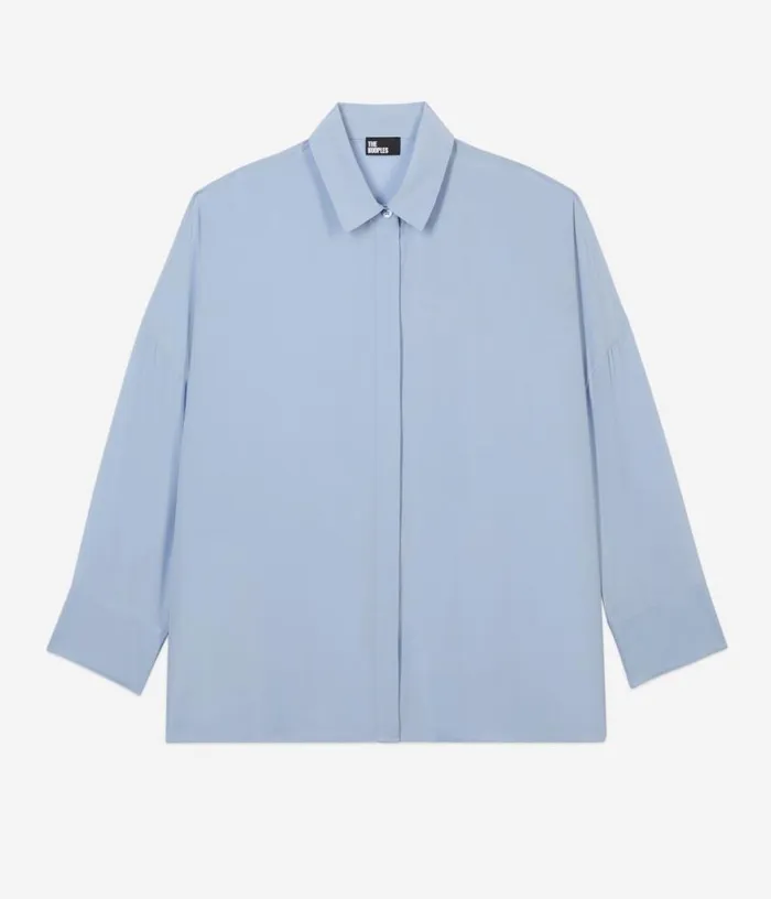 Women Loose Blue Shirt In Washed Silk THE KOOPLES Blouses and Shirts