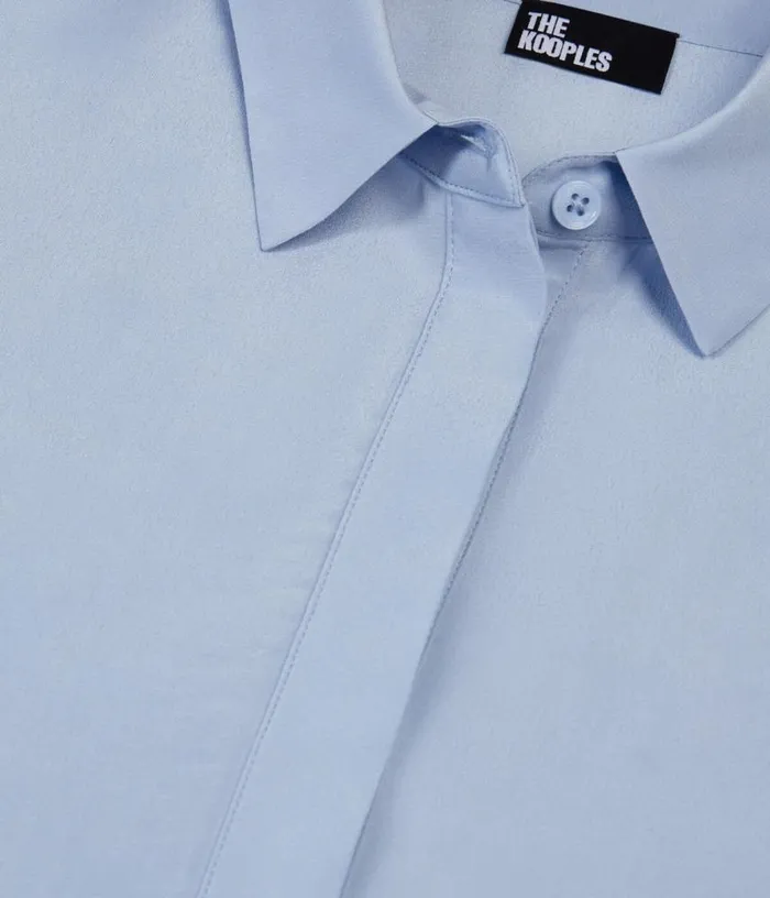 Women Loose Blue Shirt In Washed Silk THE KOOPLES Blouses and Shirts