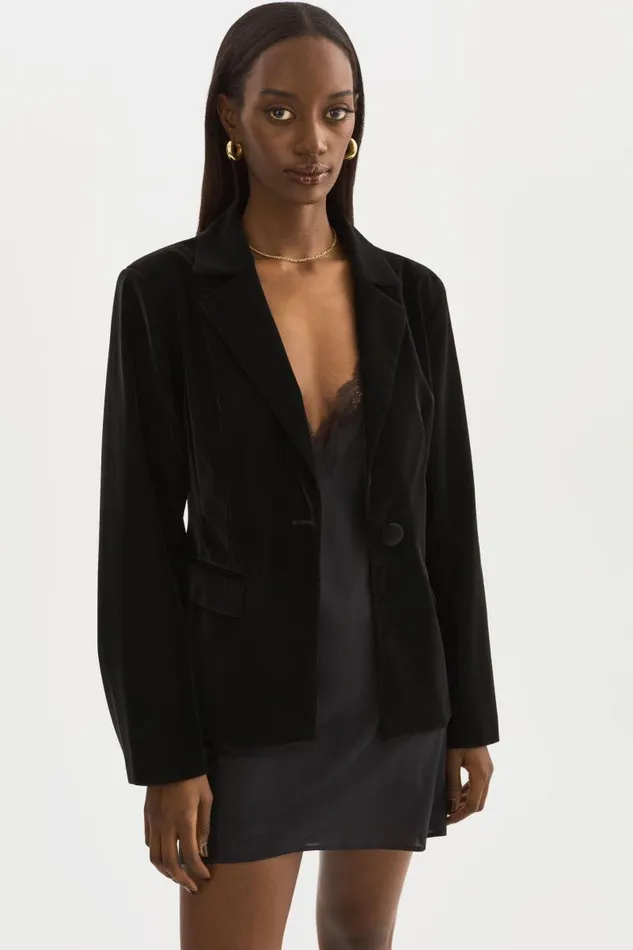 Women LOTTIE Faux Leather Blazer Black LAMARQUE Blazers