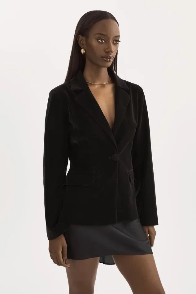 Women LOTTIE Faux Leather Blazer Black LAMARQUE Blazers Women LOTTIE Faux Leather Blazer Black LAMARQUE Blazers