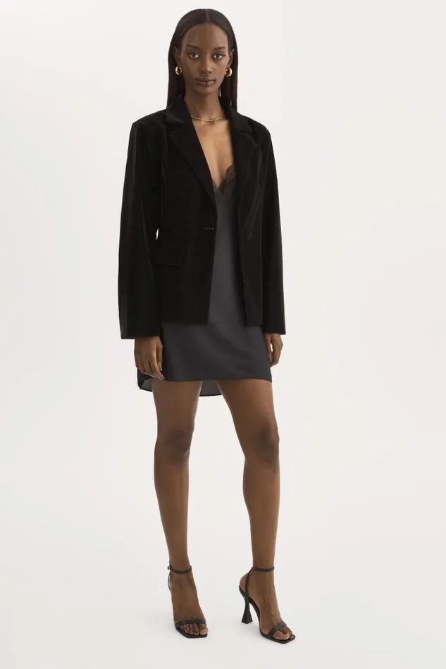 Women LOTTIE Faux Leather Blazer Black LAMARQUE Blazers Women LOTTIE Faux Leather Blazer Black LAMARQUE Blazers