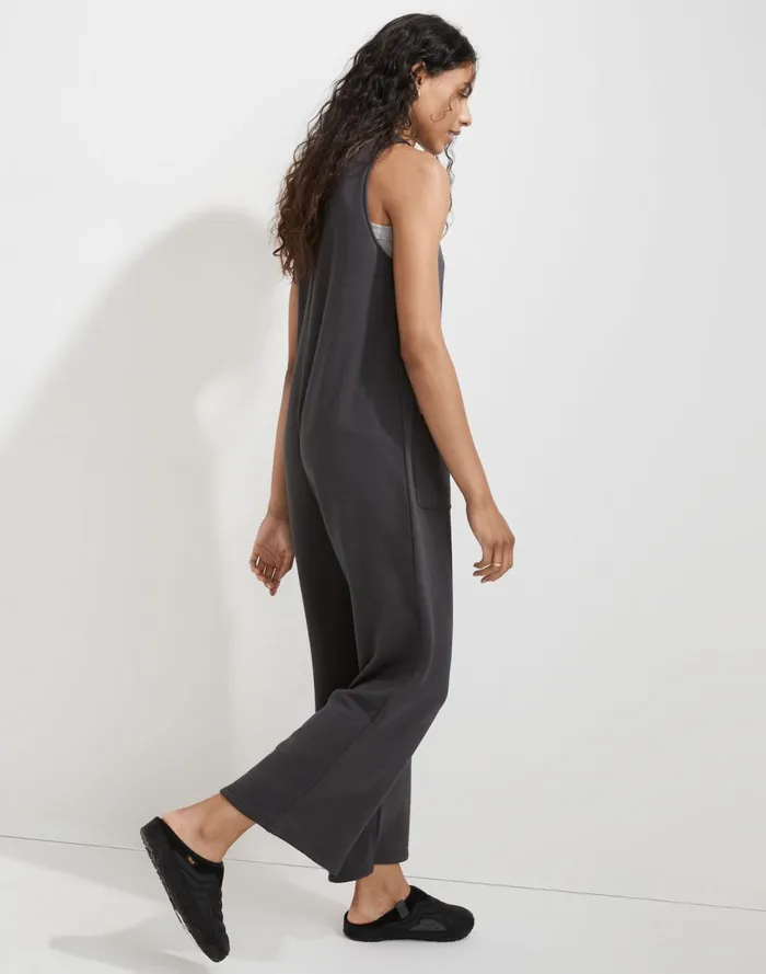 Women Loungewear Madewell Superbrushed PullOn Jumpsuit Black Coal