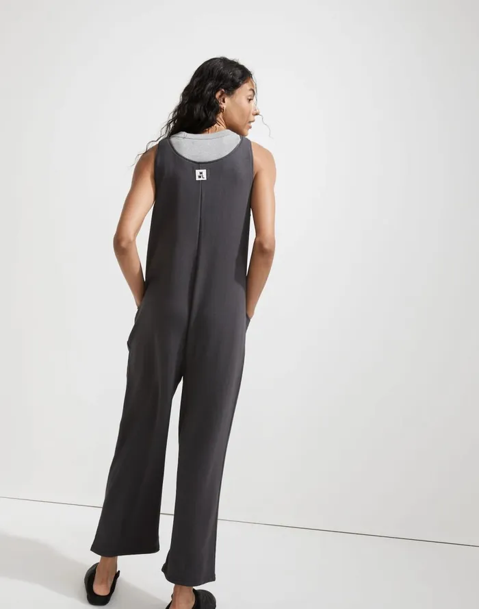 Women Loungewear Madewell Superbrushed PullOn Jumpsuit Black Coal