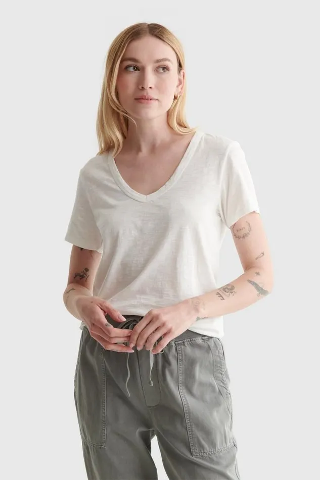 Women Lucky Brand All Tops Classic Vneck Bright White