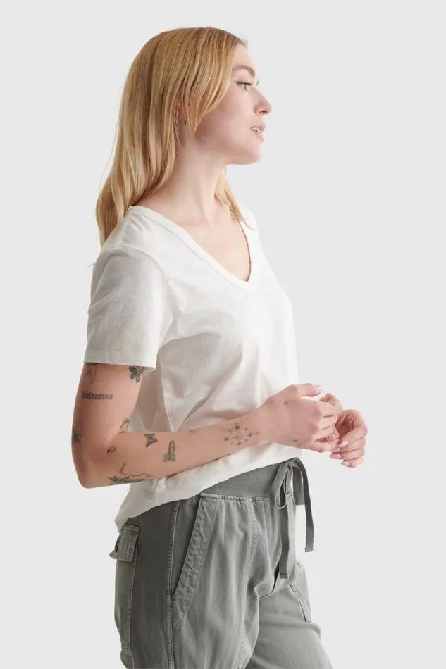 Women Lucky Brand All Tops Classic Vneck Bright White