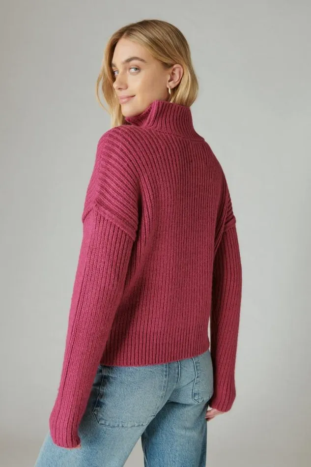 Women Lucky Brand All Tops Half Zip Pullover Sweater Boysenberry