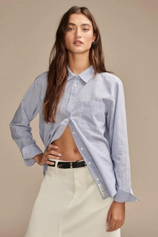 Women Lucky Brand All Tops The Boyfriend Buttondown Shirt Blue Multi