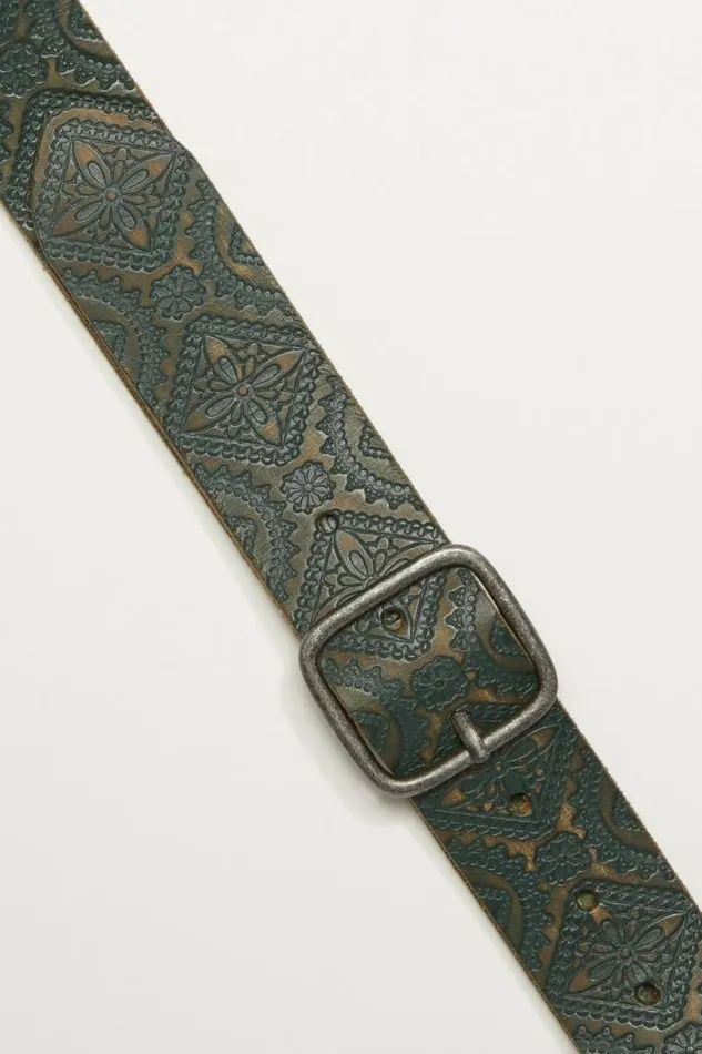 Women Lucky Brand Belts Teal Embossed Leather Belt Blueteal