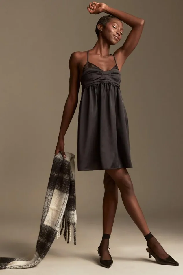 Women Lucky Brand Dresses Corset Mini Dress Black