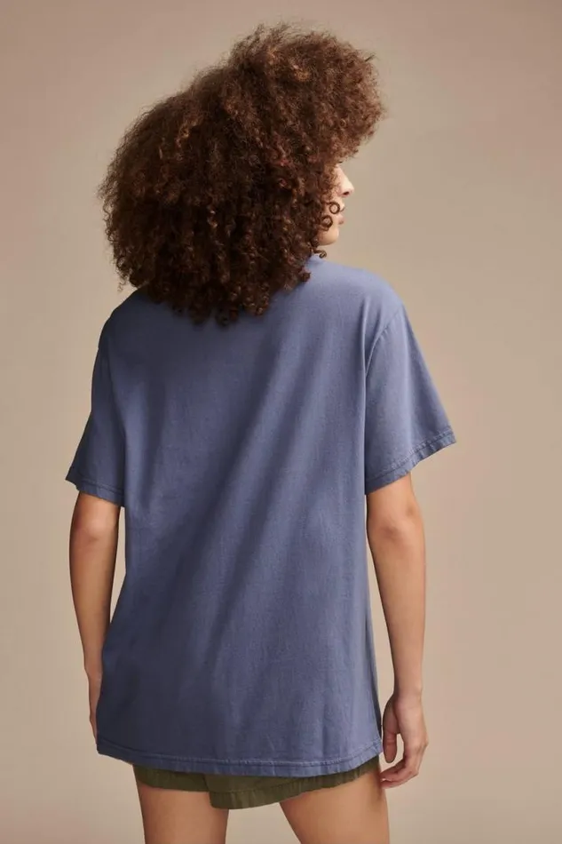 Women Lucky Brand Graphic Tees Aquarius Boyfriend Tee Washed Blue
