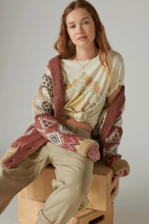 Women Lucky Brand Graphic Tees Classic Celestial Boyfriend Tee Cloud Cream