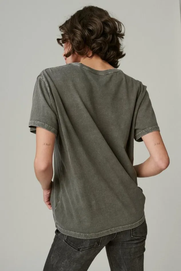 Women Lucky Brand Graphic Tees Grow As One Floral Boyfreind Crew Raven