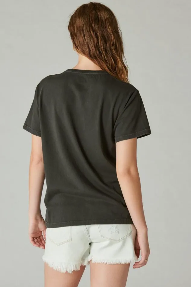 Women Lucky Brand Graphic Tees Hendrix Hair Jet Black