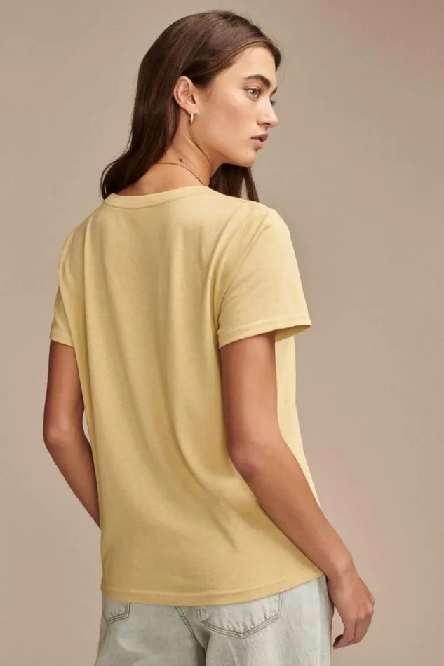 Women Lucky Brand Graphic Tees Journey Beetle Classic Crew Rich Gold