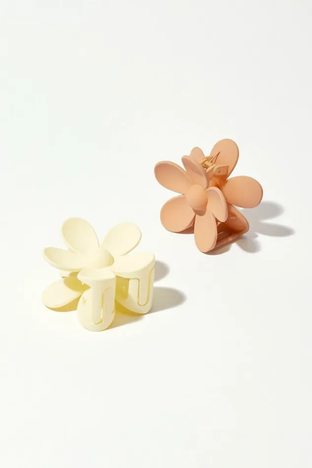 Women Lucky Brand Hair Accessories Flower Claw Clip Set Light Pink