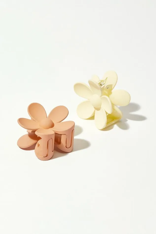 Women Lucky Brand Hair Accessories Flower Claw Clip Set Light Pink