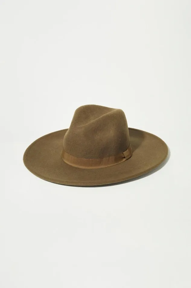 Women Lucky Brand Hats Wool Wide Brim Ranger Hat Dark Green