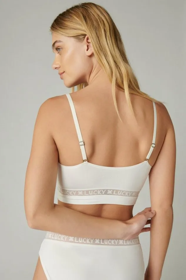 Women Lucky Brand Intimates and Sleepwear Lucky Logo Seamless Bralette Set Dark Blue