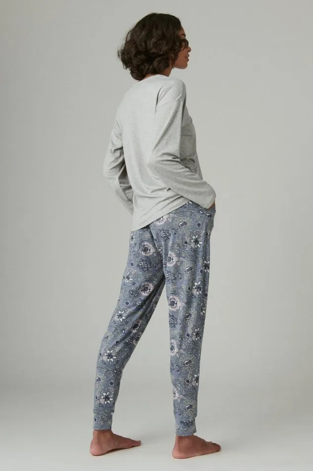 Women Lucky Brand Intimates and Sleepwear Lucky Script and Jogger Sleep Set Dark Grey