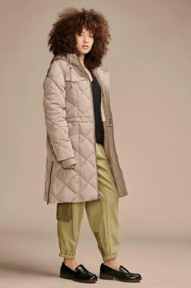 Women Lucky Brand Jackets and Outerwear Quilted Parka Jacket Taupe