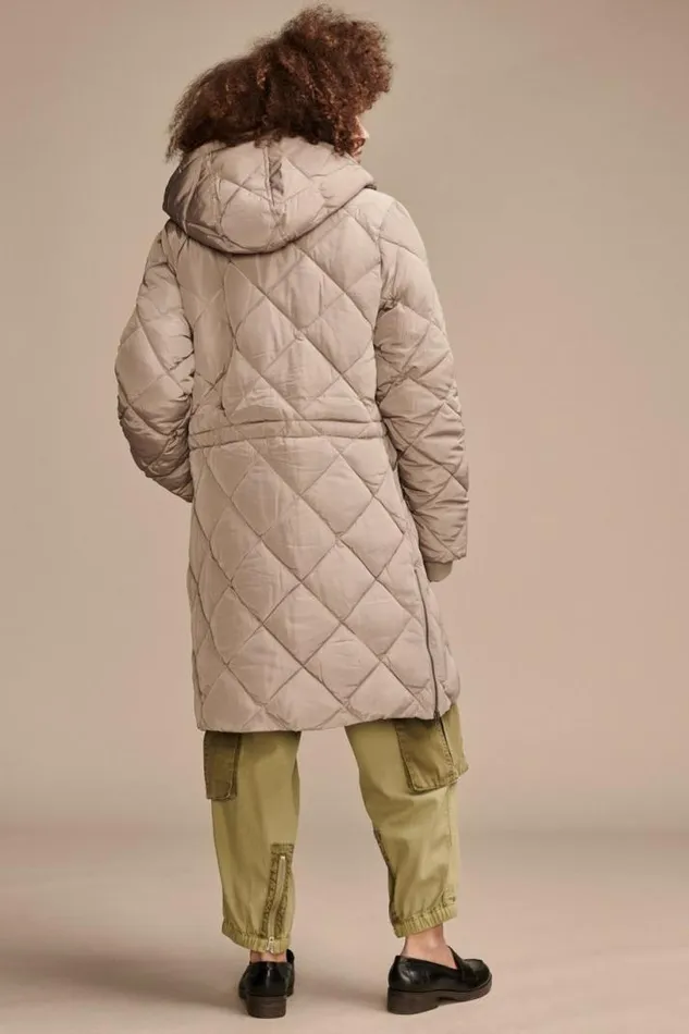 Women Lucky Brand Jackets and Outerwear Quilted Parka Jacket Taupe