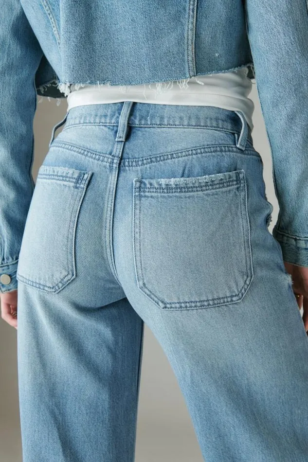 Women Lucky Brand Jeans Liquid Denim Luxe Cargo Palazzo City Slicker