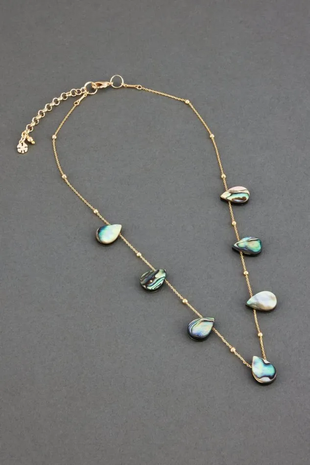 Women Lucky Brand Jewelry Abalone Petal Necklace Gold