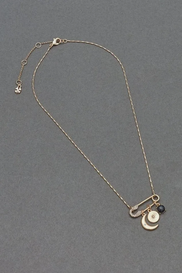 Women Lucky Brand Jewelry Celestial Pin Necklace Gold