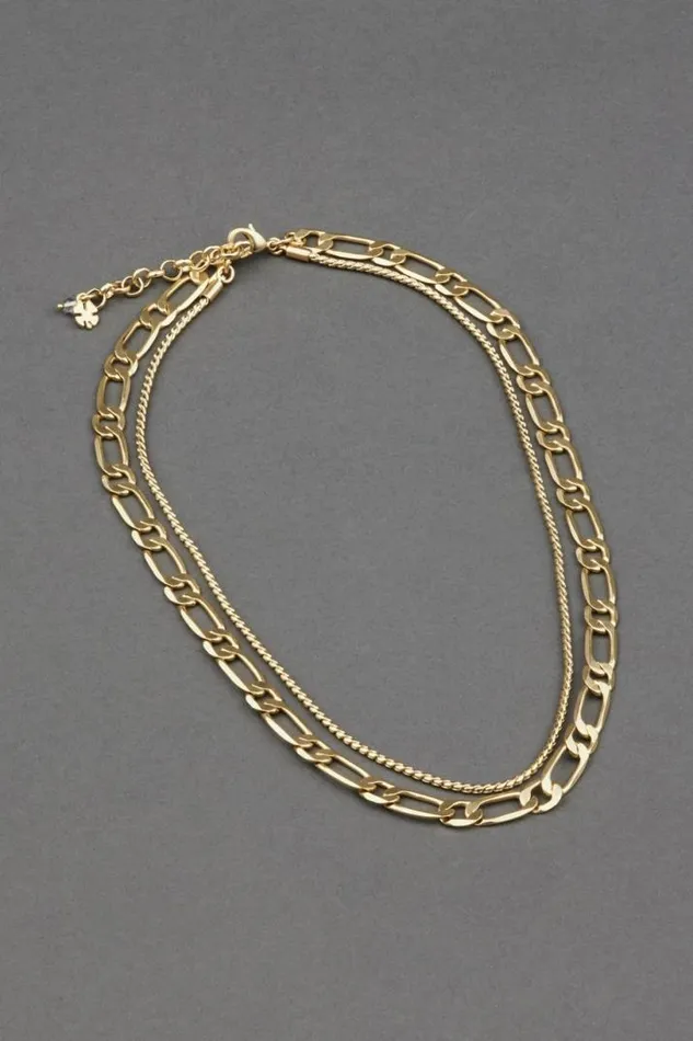 Women Lucky Brand Jewelry Chunky Chain Layer Necklace Gold