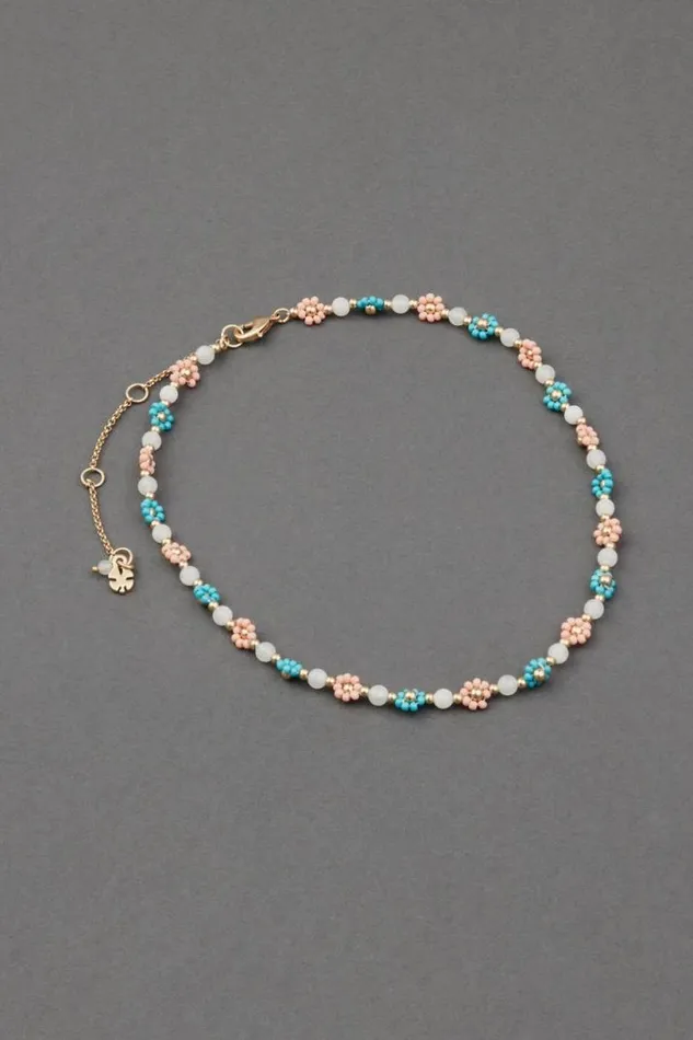 Women Lucky Brand Jewelry Daisy Beaded Collar Necklace Gold
