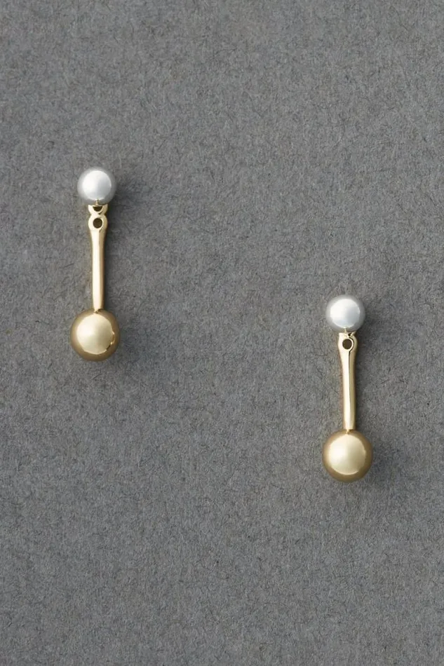 Women Lucky Brand Jewelry Drop Back Earring Two Tone