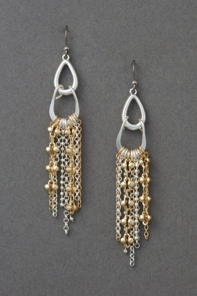 Women Lucky Brand Jewelry Drop Chain Earring Two Tone