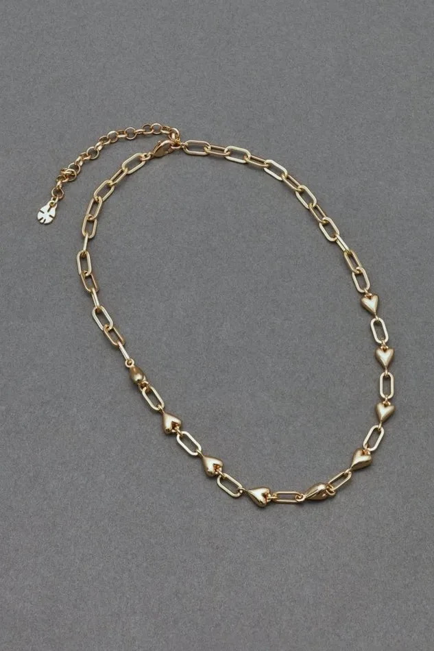 Women Lucky Brand Jewelry Heart Collar Necklace Gold