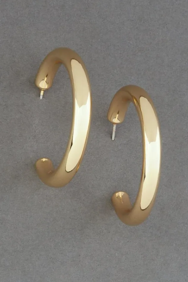Women Lucky Brand Jewelry High Shine Hoop Earring Gold