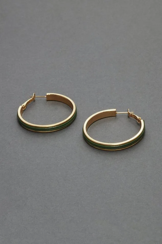 Women Lucky Brand Jewelry Leather Hoop Earring Gold