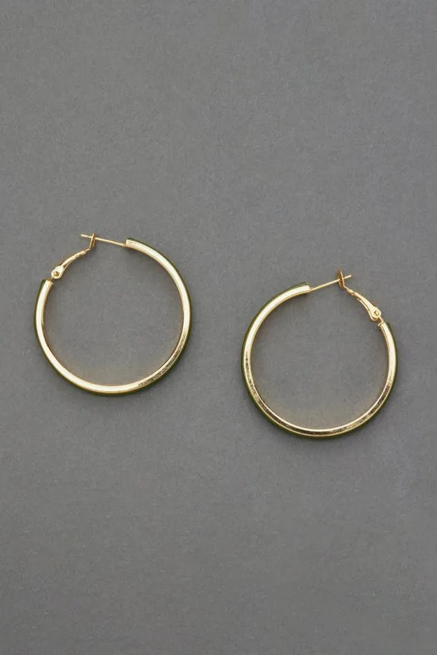 Women Lucky Brand Jewelry Leather Hoop Earring Gold