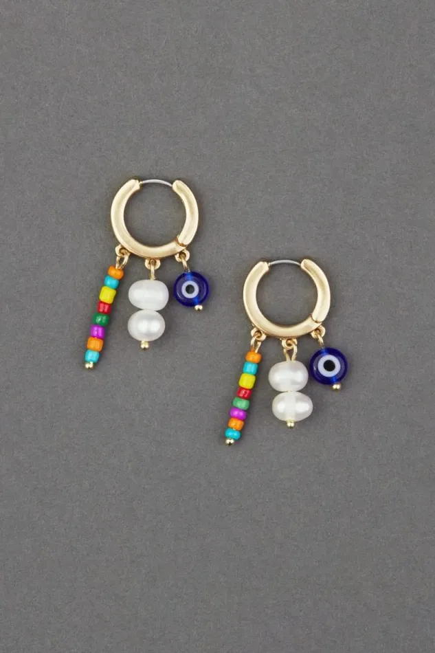 Women Lucky Brand Jewelry Multi Color Eveil Eye Hoop Earring Gold